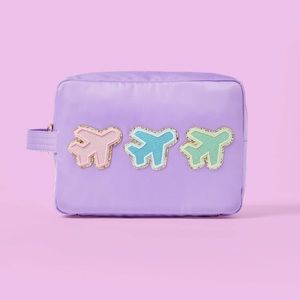 Stoney Clover Lane Airplane Patch Large Pouch Purple